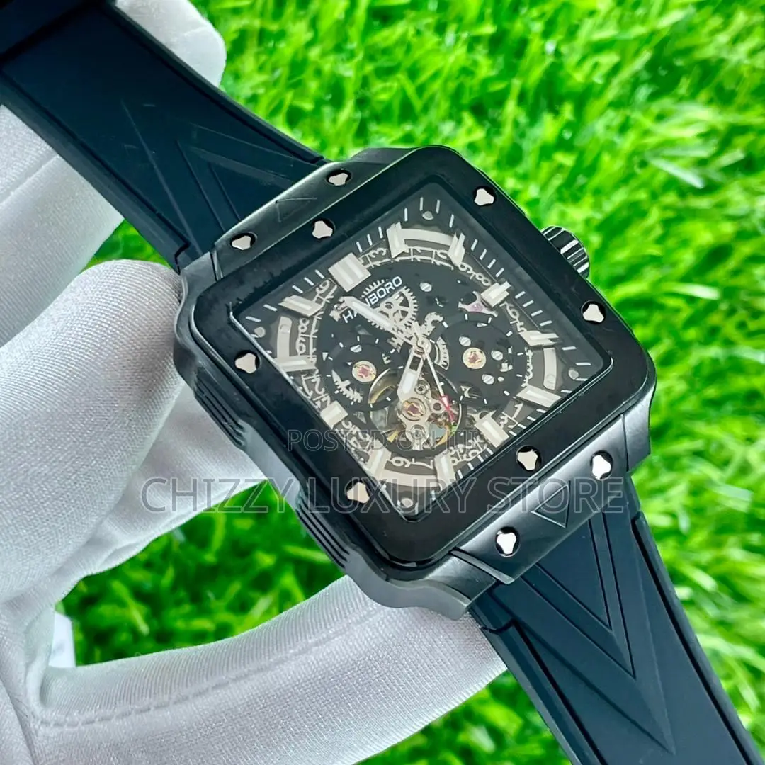 Hanboro Quality Luxury Men Rubber Strap Wristwatch
