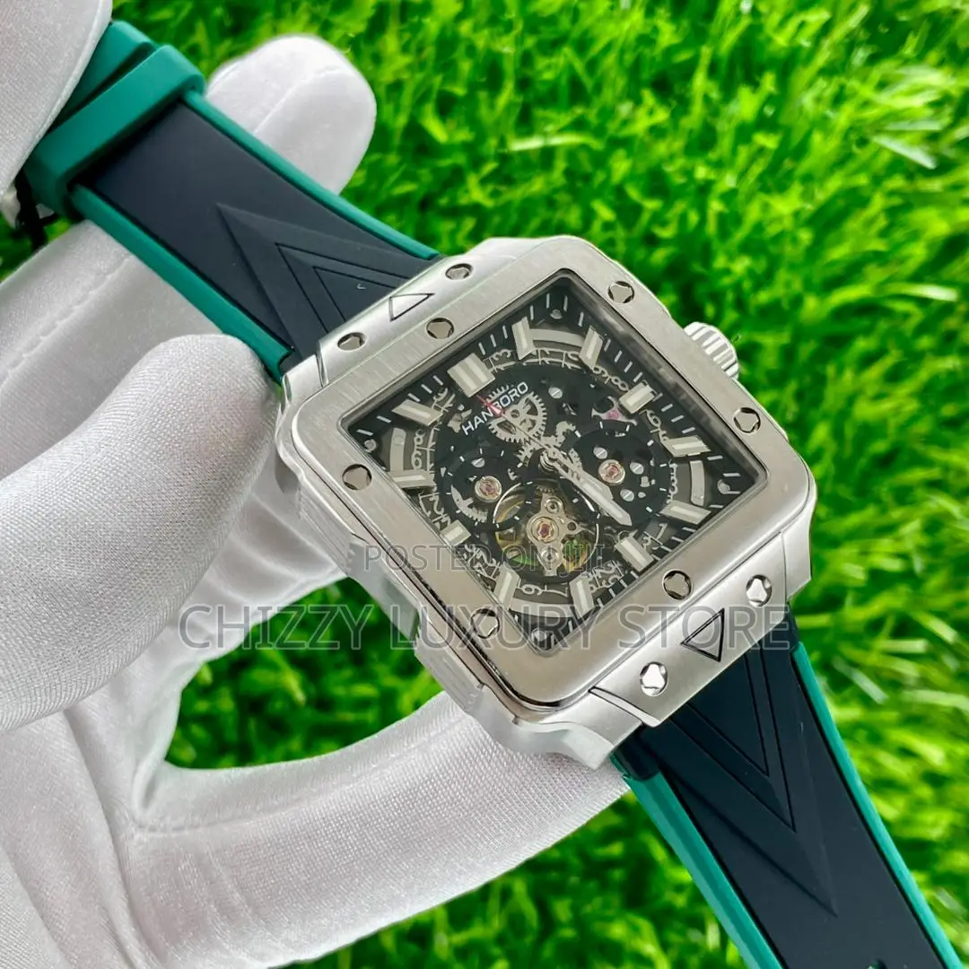 Hanboro Quality Luxury Men Rubber Strap Wristwatch