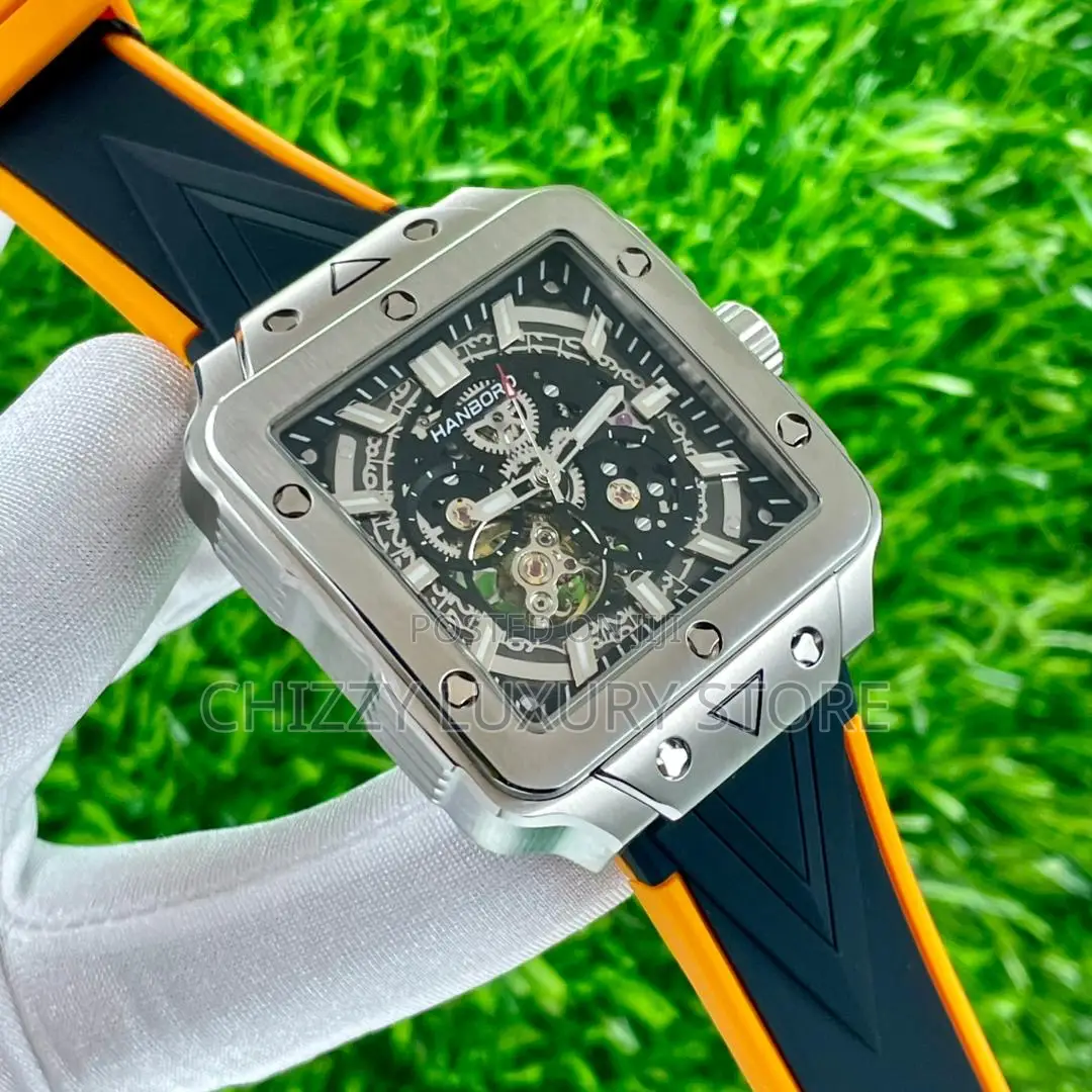 Hanboro Quality Luxury Men Rubber Strap Wristwatch