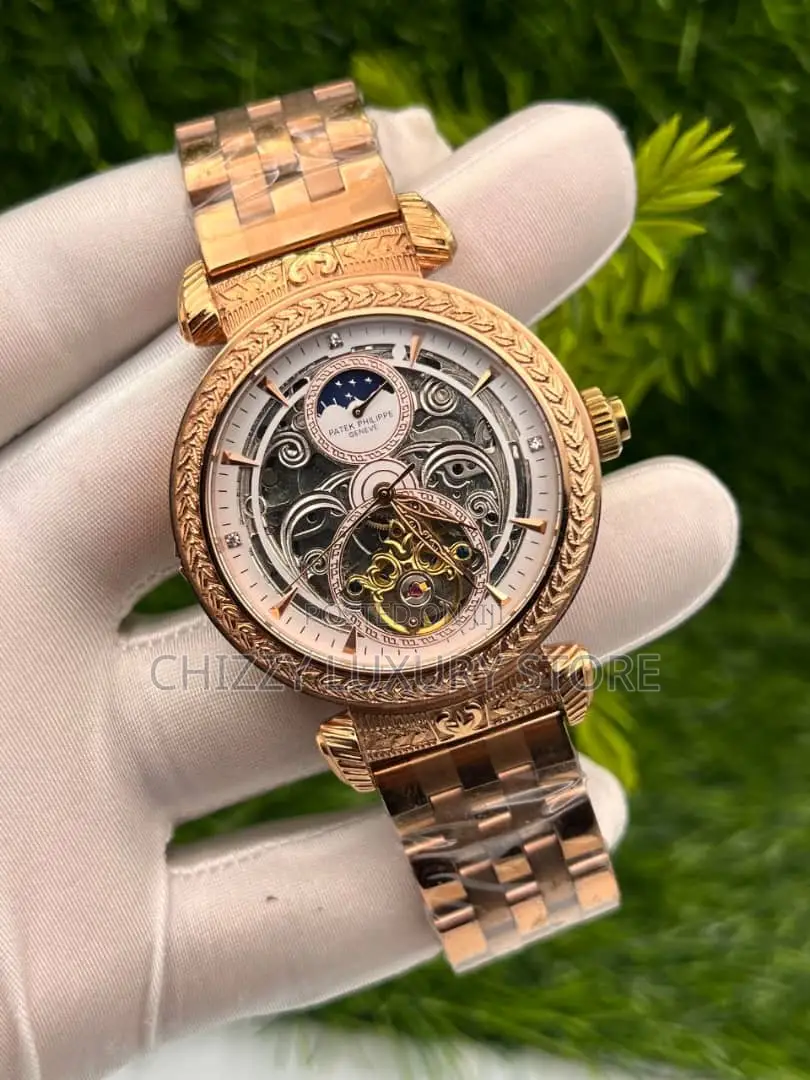 Patek Philippe Quality Luxury Men Chronograph Chain Strap Wristwatch