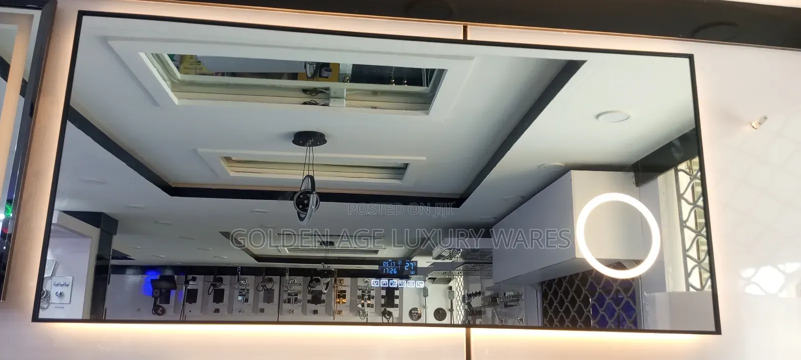 150x70cm Black Frame Mirror With Lights and Bluetooth