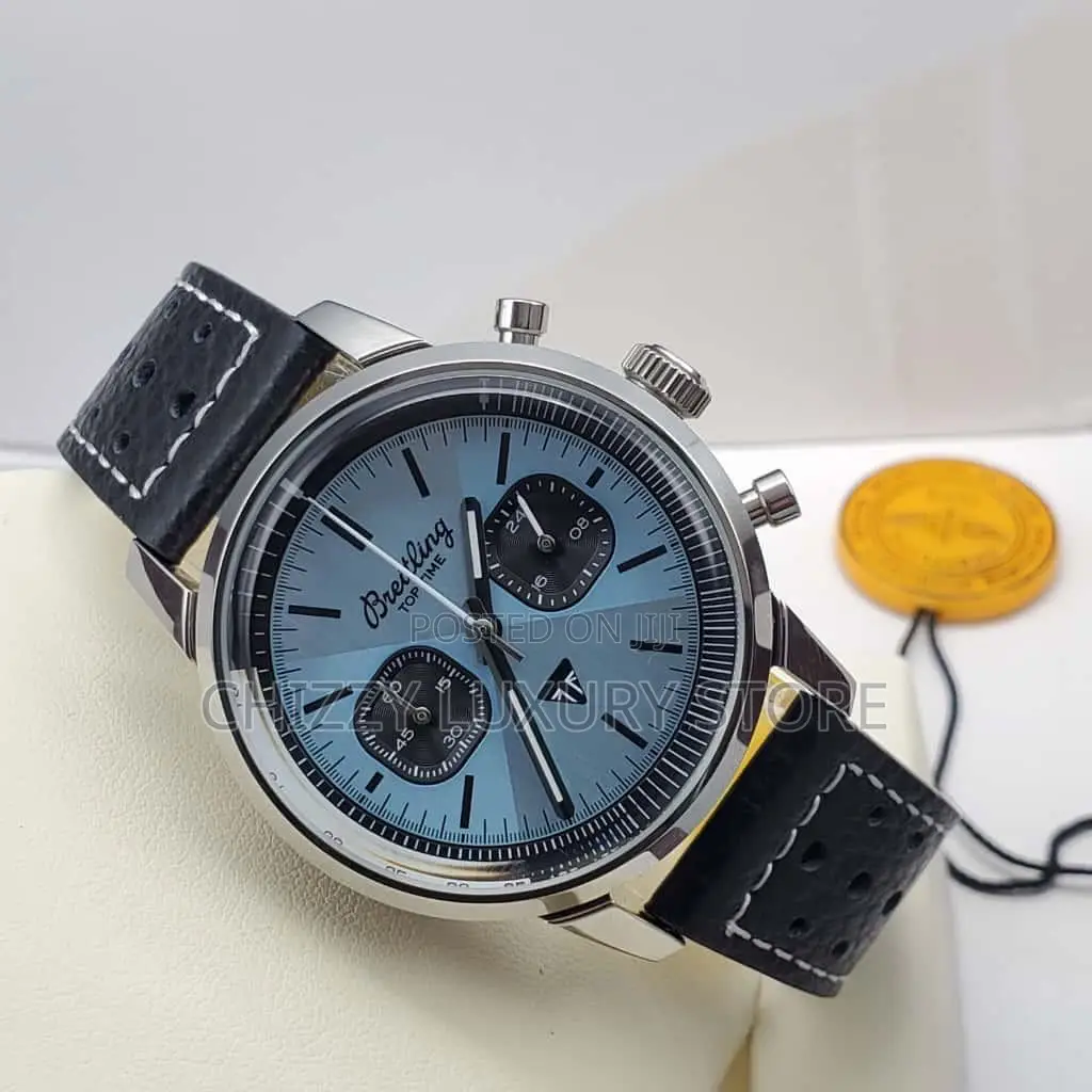 Breitling Quality Luxury Men Genuine Leather Wristwatch