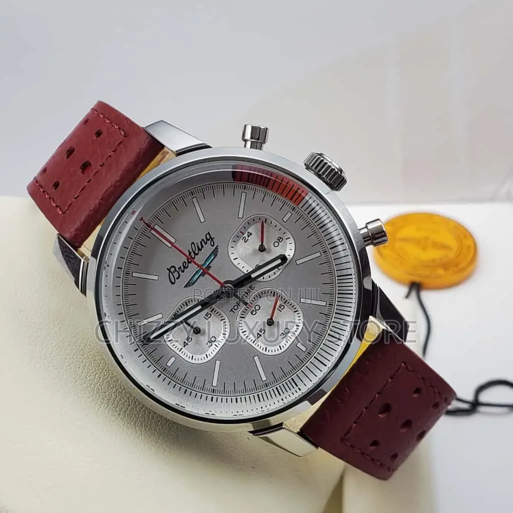 Breitling Quality Luxury Men Genuine Leather Wristwatch