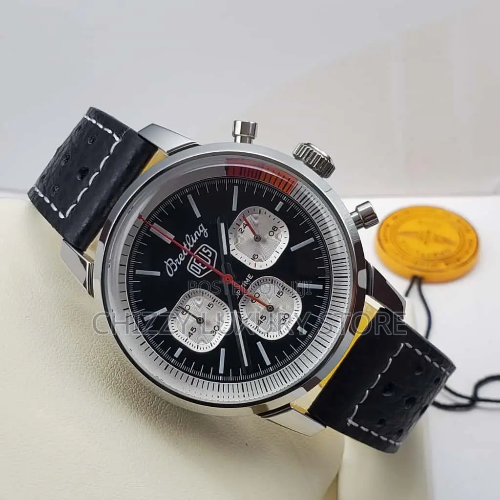 Breitling Quality Luxury Men Genuine Leather Wristwatch