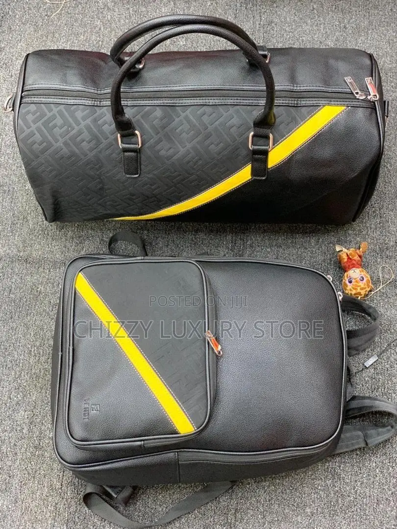 Armani Quality Luxury Genuine Leather Duffle Bag/ Backpack