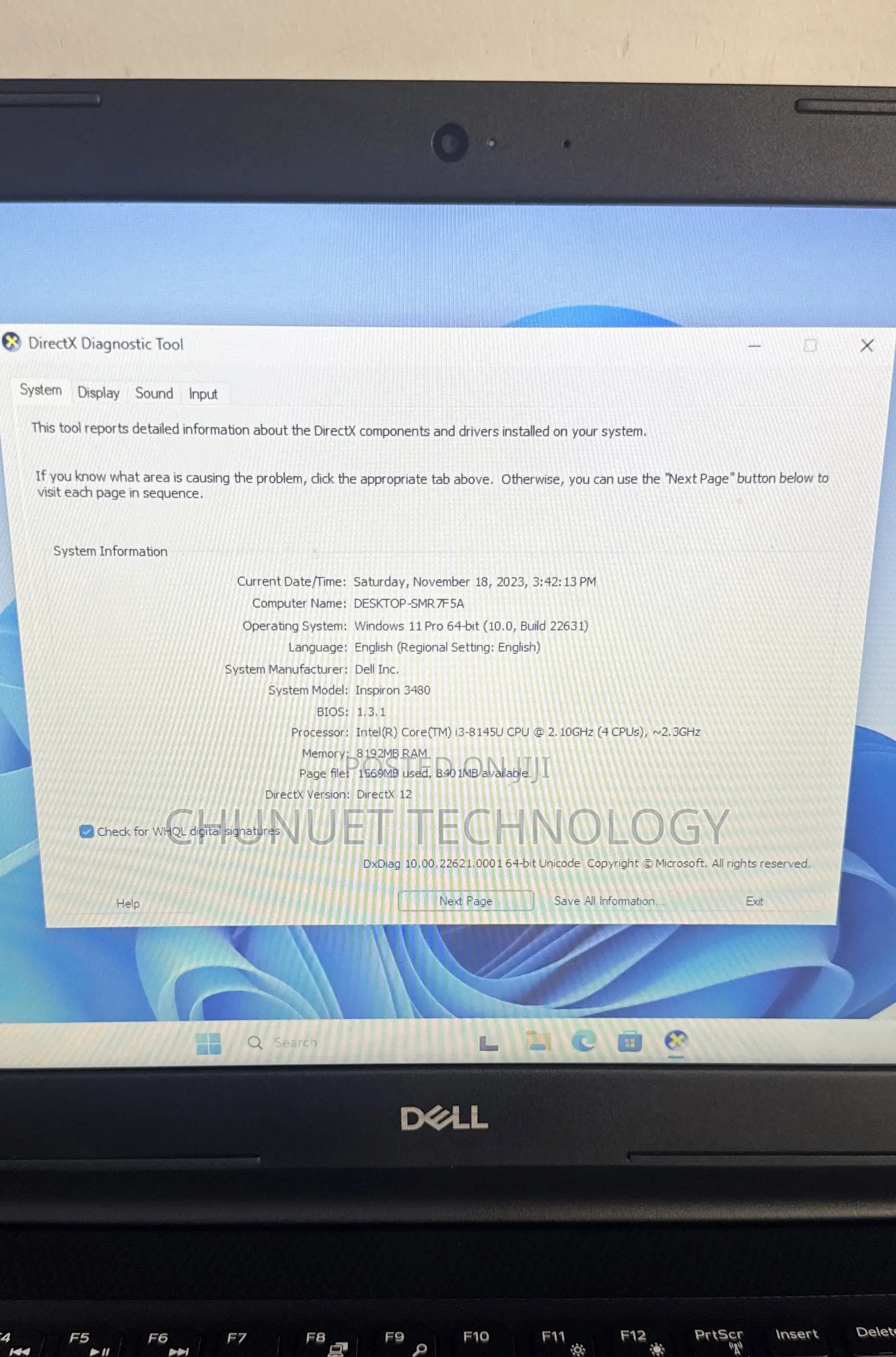 Laptop Dell Inspiron 15 3000 8GB Intel Core i3 SSD 128GB