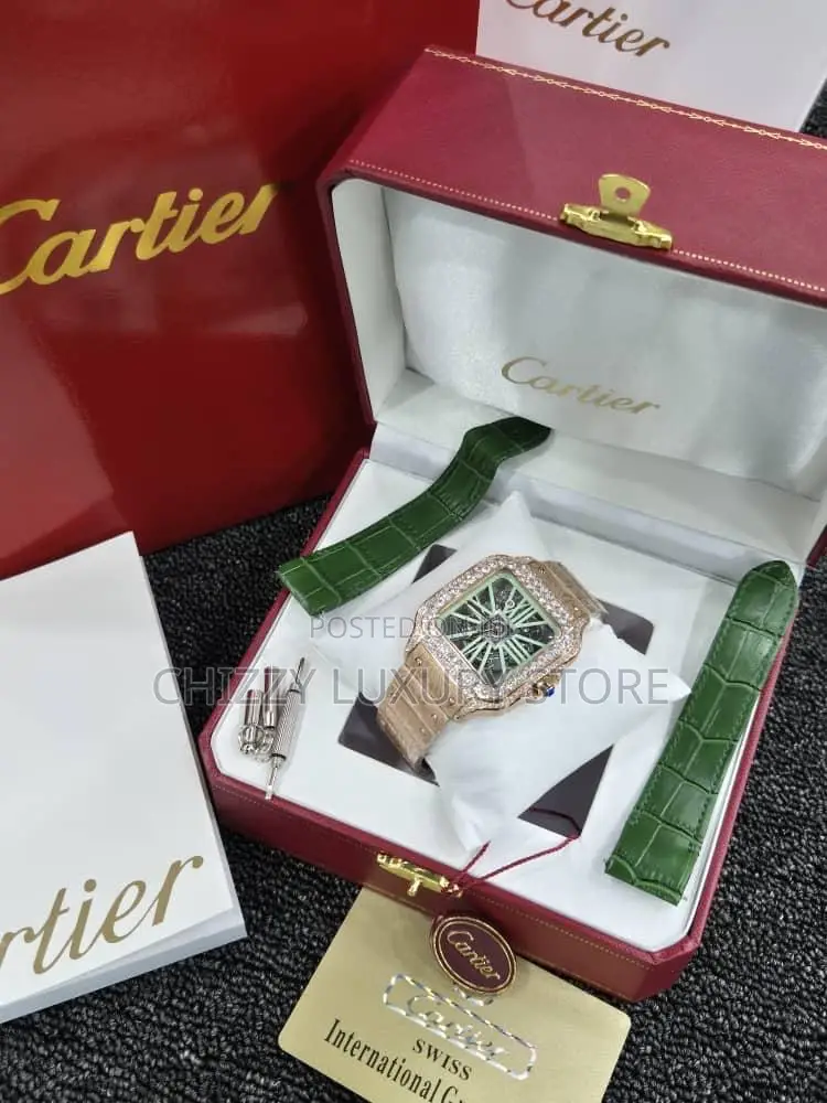 Cartier Quality Luxury Men Crested Chain Strap Wristwatch