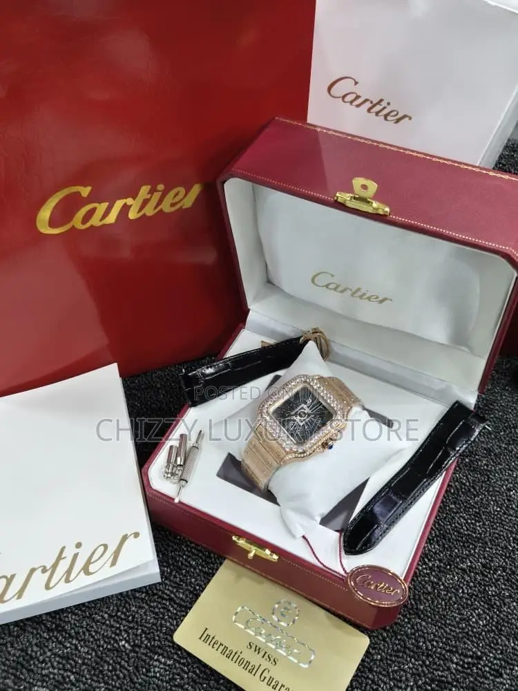 Cartier Quality Luxury Men Crested Chain Strap Wristwatch