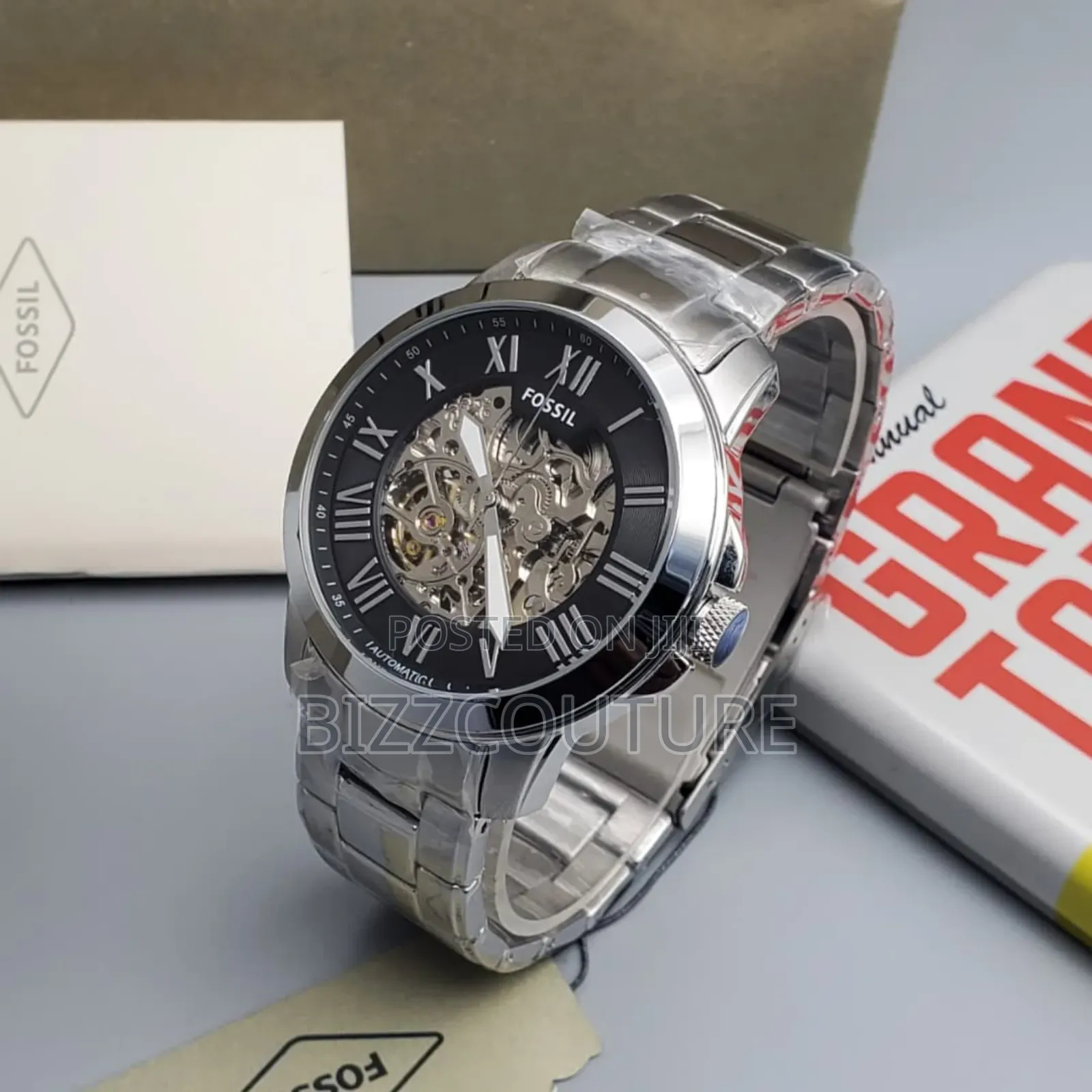 High-Quality Fossil Silver Stainless Steel Mechanical Watch