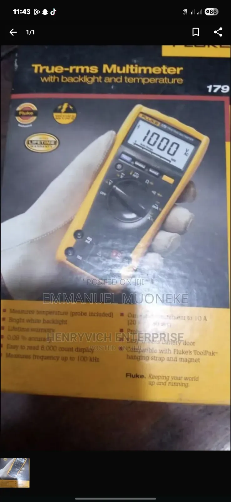 Fluke True_rms Multimeter 179 With Backlight And Temperature