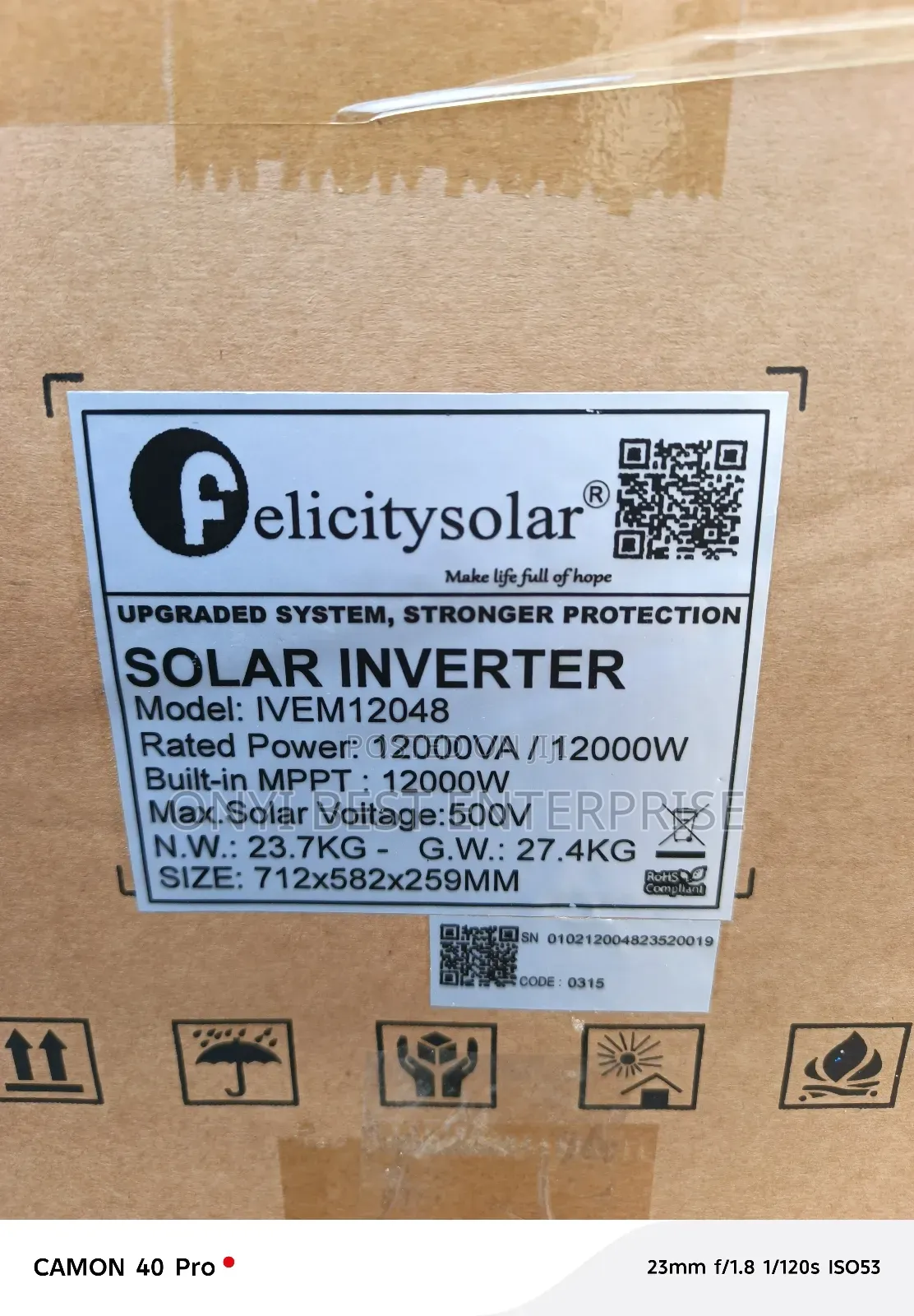 Felicity Hybrid Inverter Ivem 12kva 48v Available Brand New
