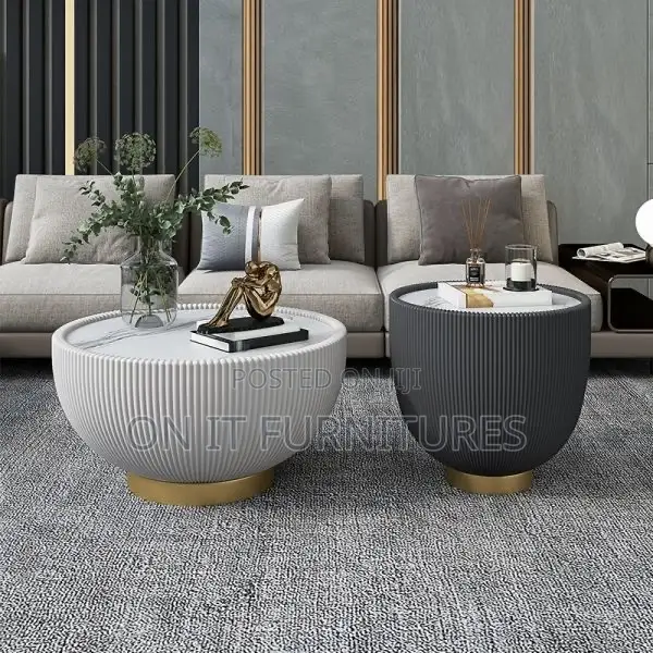 Glamorous White Stone Coffee Table Set – Luxury Meets Modern Elegance!