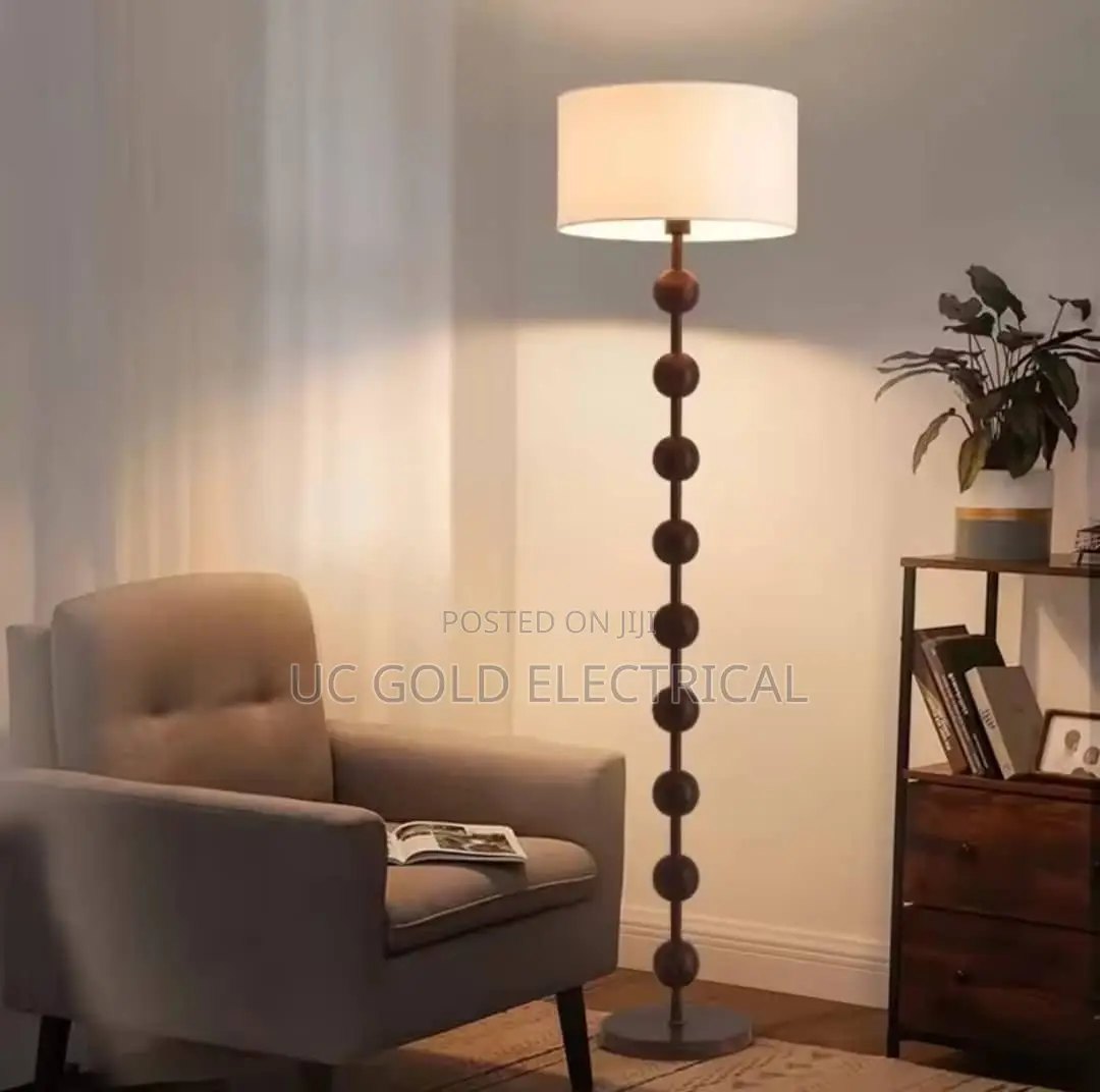 Chinese Retro Walnut Floor Lamp for Living Room Sofa Standing Lamp