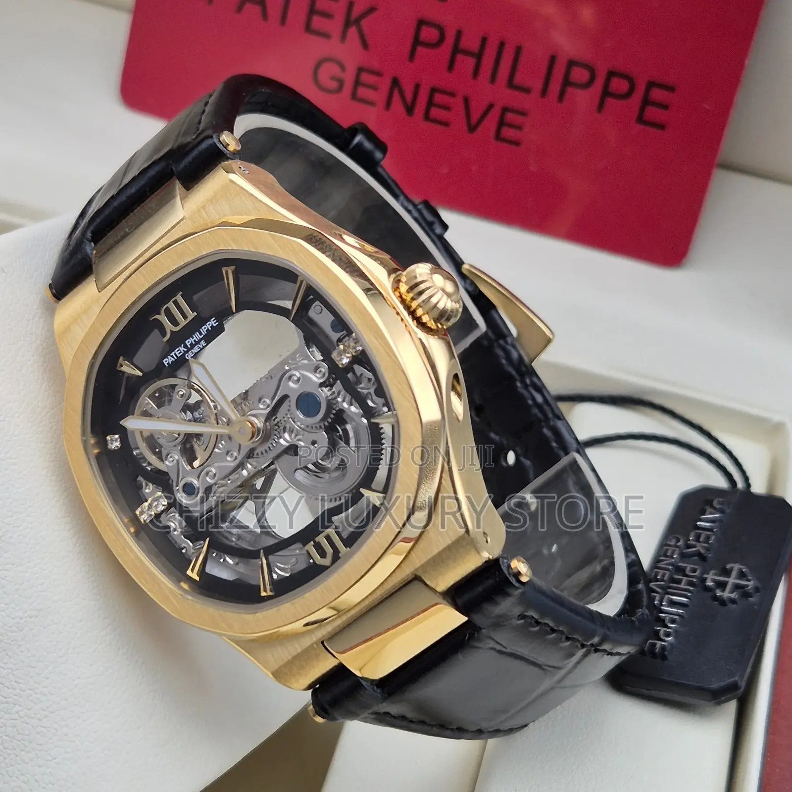 Patek Philippe Quality Luxury Chronograph Genuine Leather Wristwatch