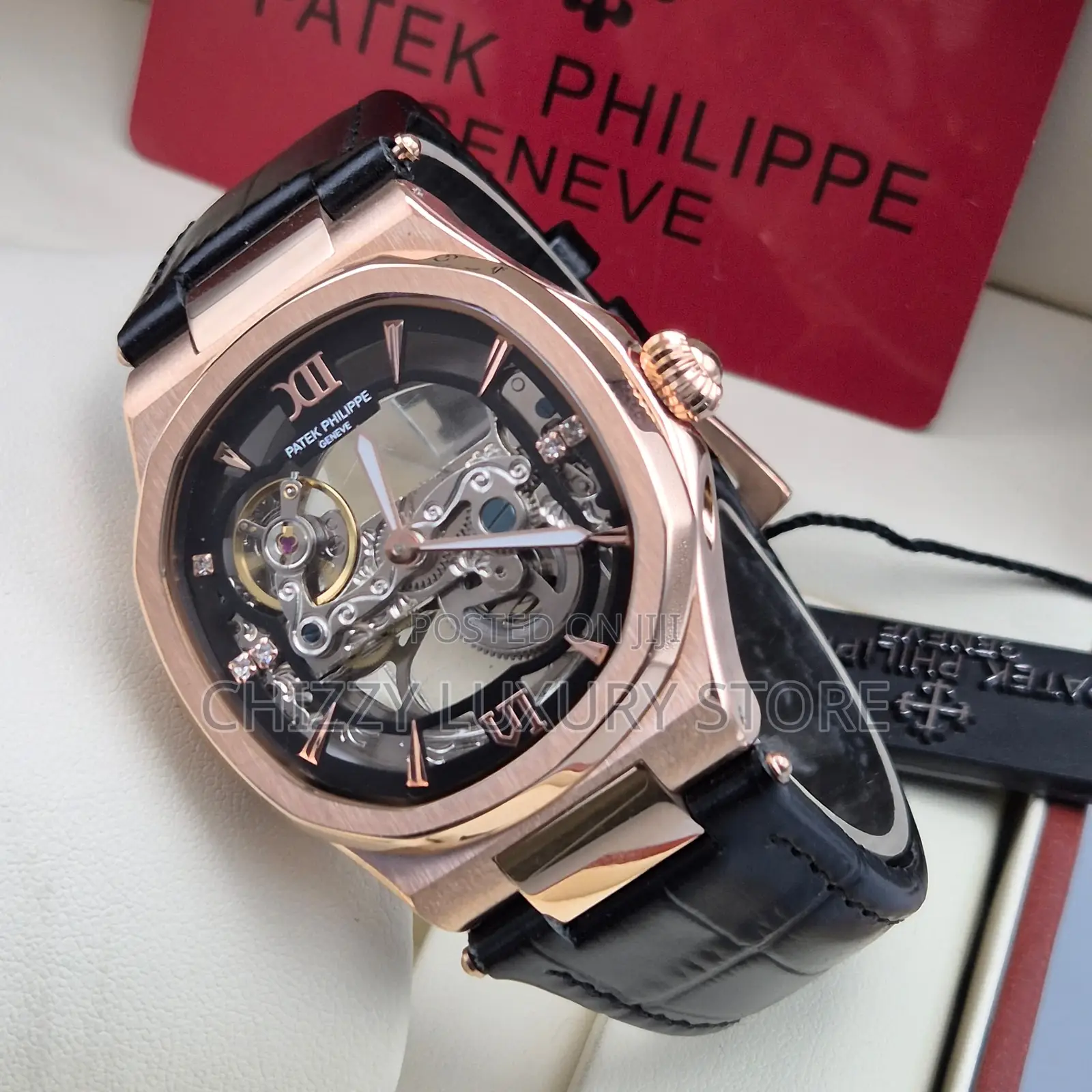 Patek Philippe Quality Luxury Chronograph Genuine Leather Wristwatch
