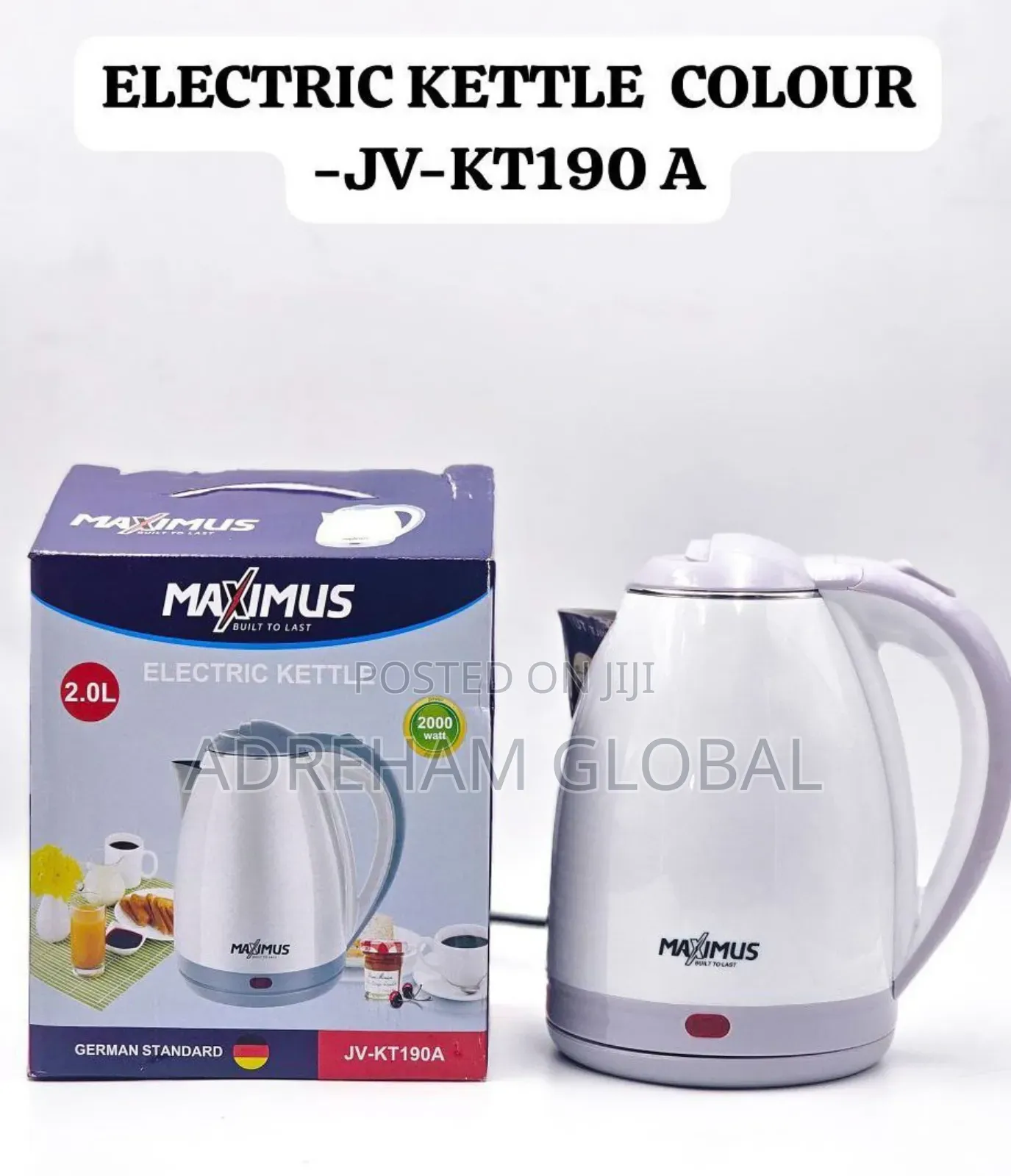 White 2.0l Maximus Electric Kettle