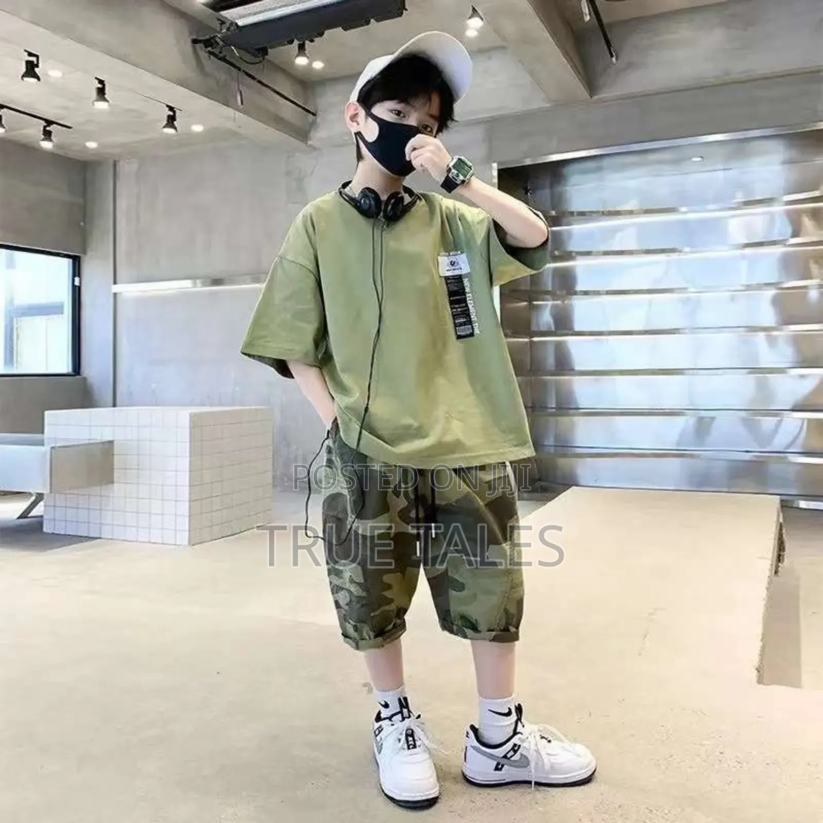 Boy's Camouflage Pattern Top And Bottom Cotton Set Ages 3 To 13 Years