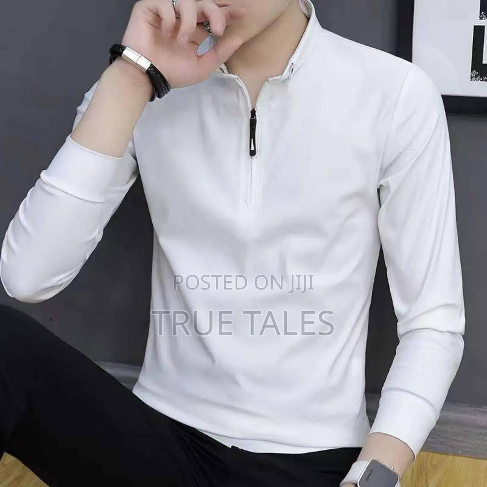 High Quality Front Zipper Long Sleeves Polo Shirt
