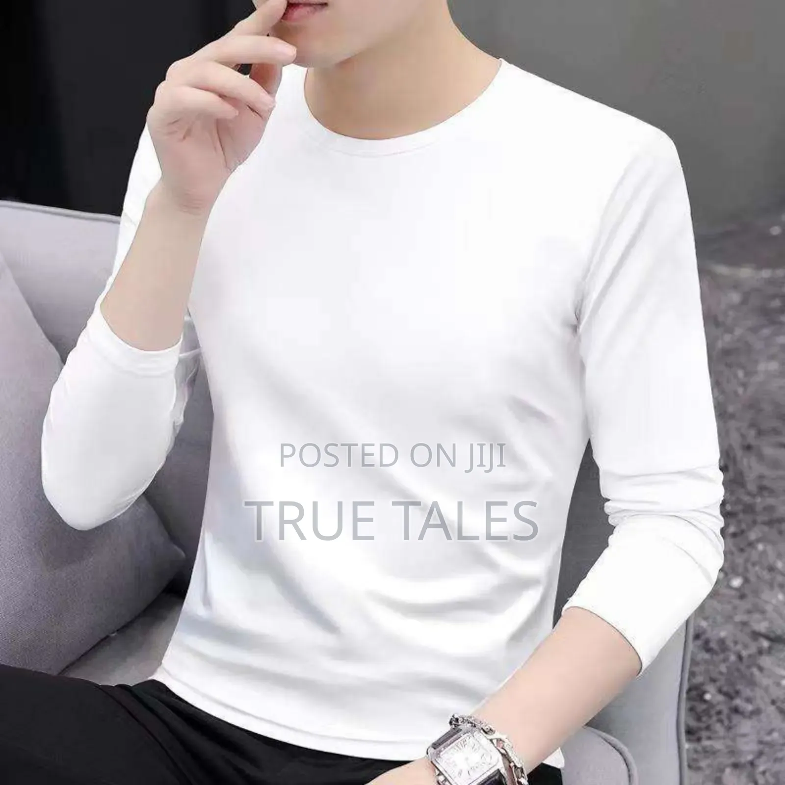 Big Boys Pure White Long Sleeves T-shirt