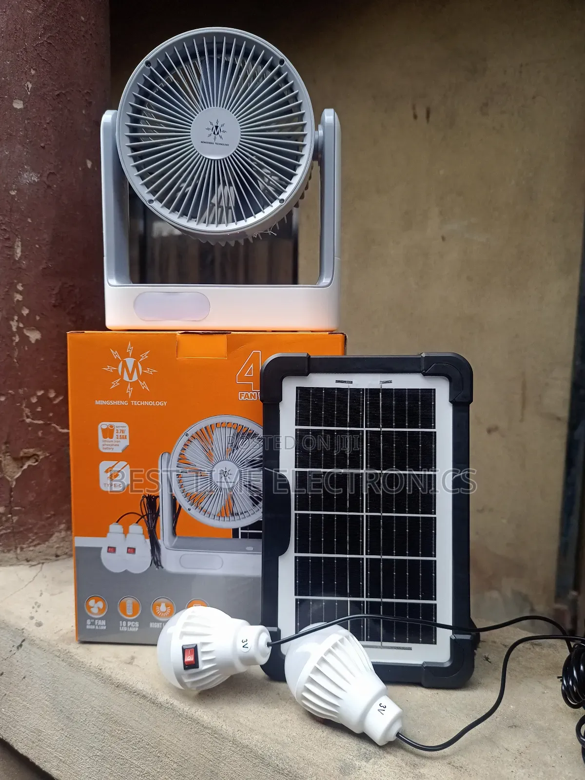 Mingsheng 4in1 6" Solar Rechargeable Table Fan