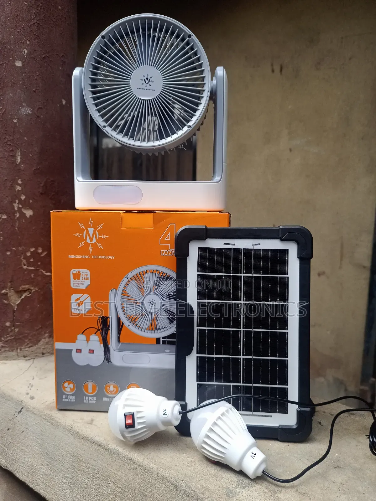 Mingsheng 4in1 6" Solar Rechargeable Table Fan