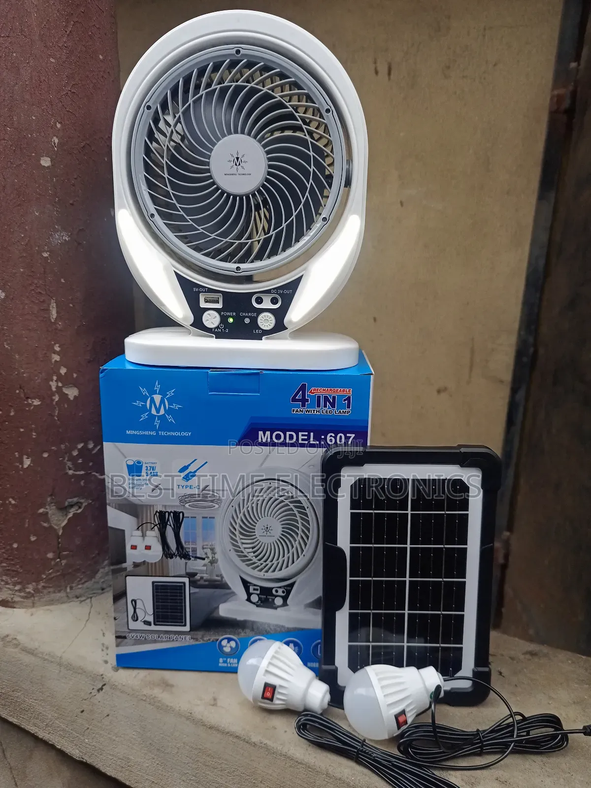 Mingsheng 4in1 8" Solar Rechargeable Table Fan