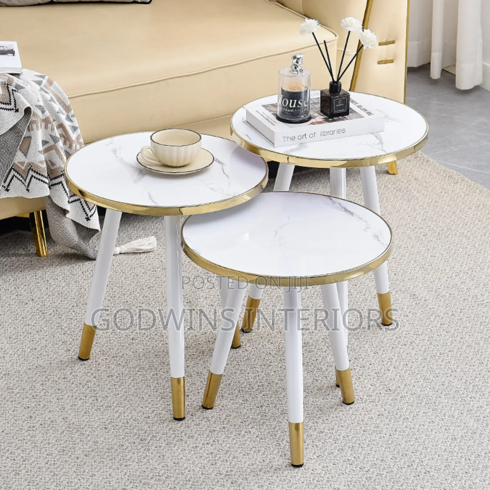 Modern Marble Nesting Side Tables – Set of 3