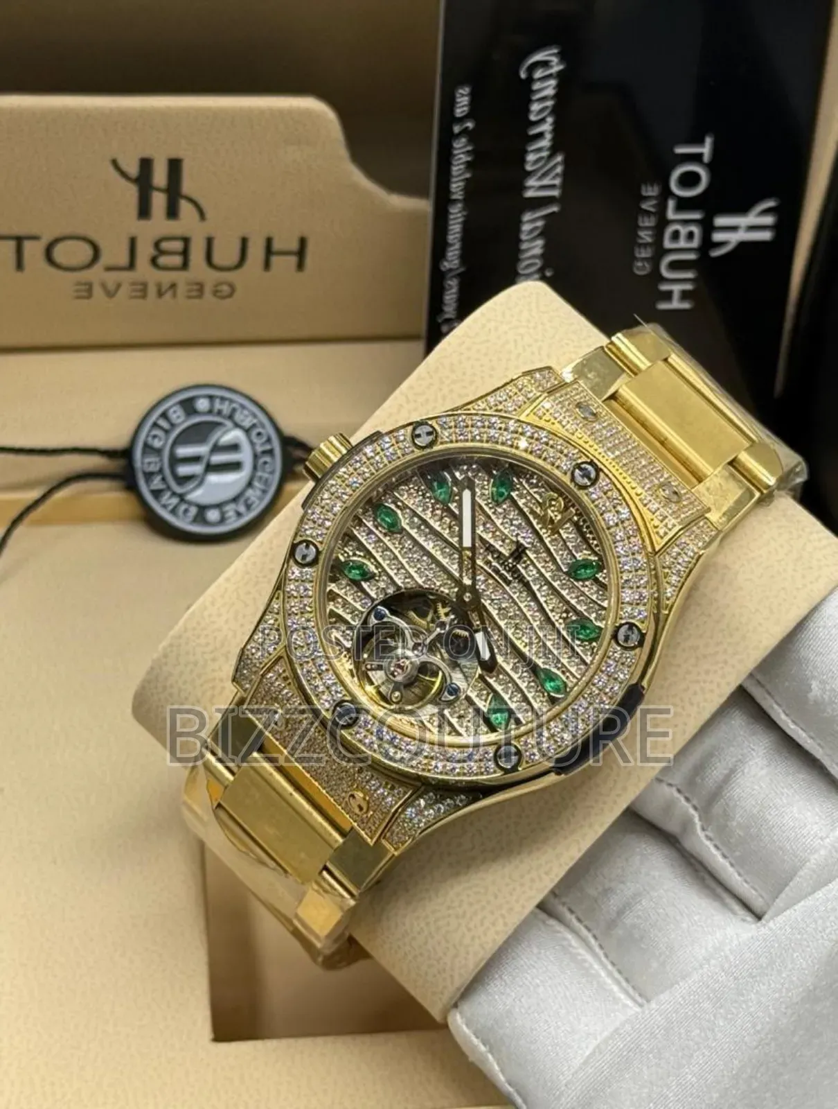Original Hublot Iced Gold Stainless Steel Quartz Watch
