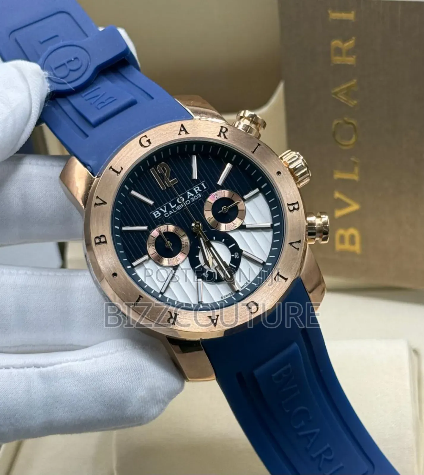 Original Bvlgari Blue Rubber Strap Quartz Watch