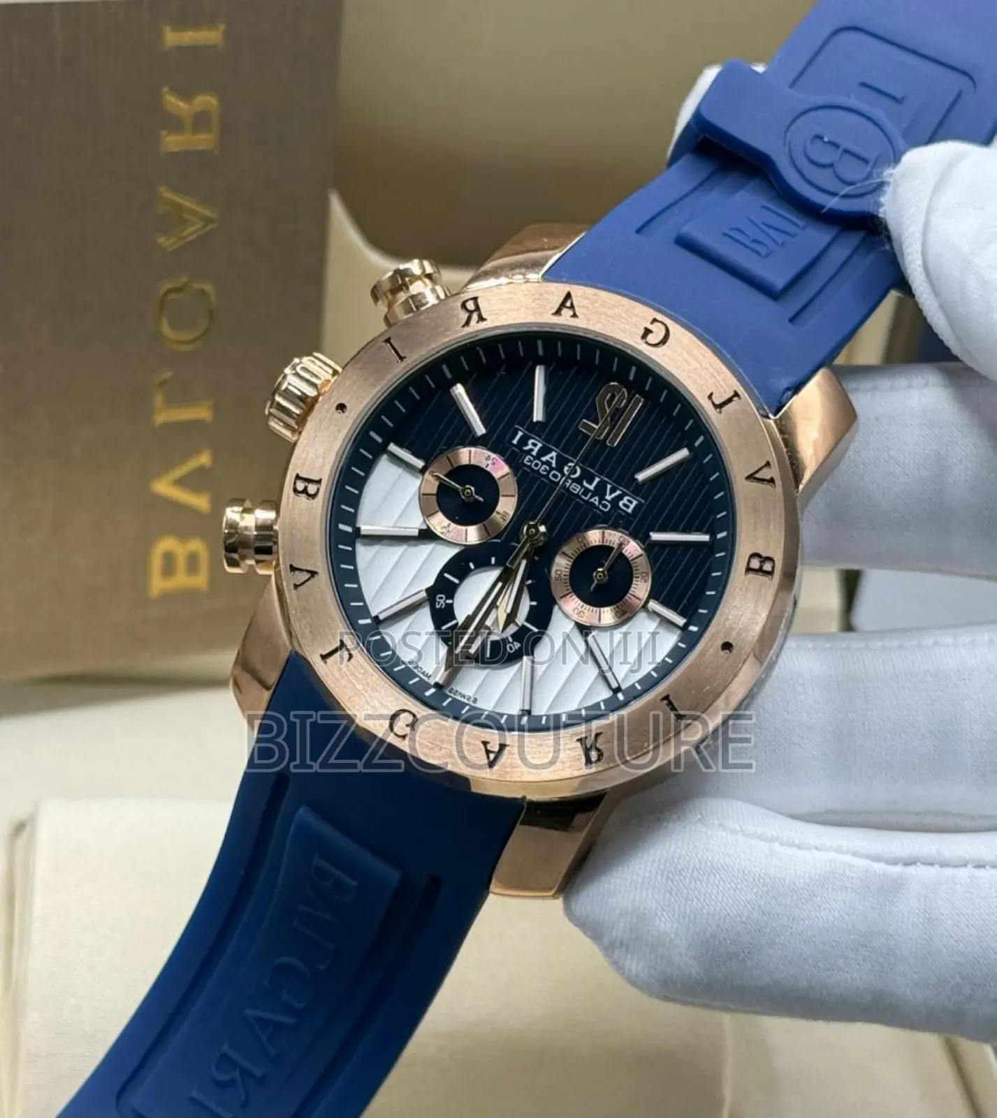 Original Bvlgari Blue Rubber Strap Quartz Watch
