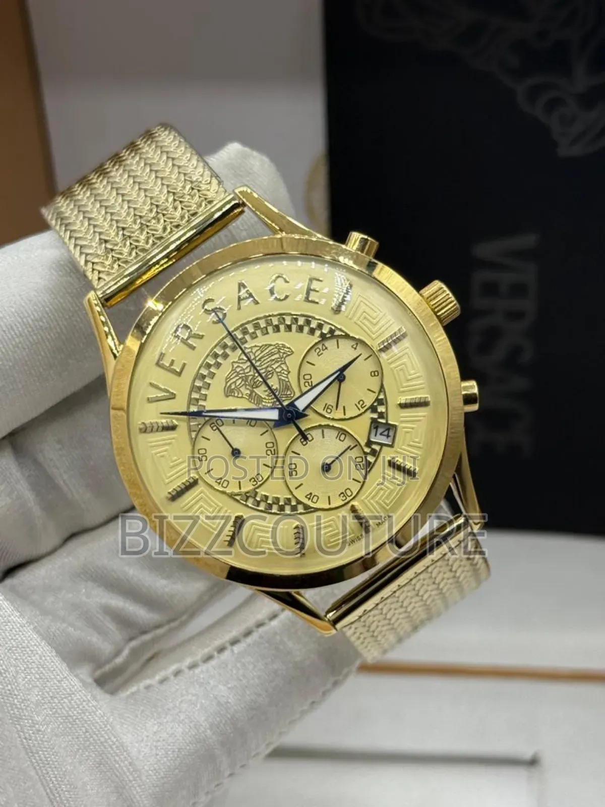 High-Quality Versace Gold Stainless Steel Chronograph Quartz Watch