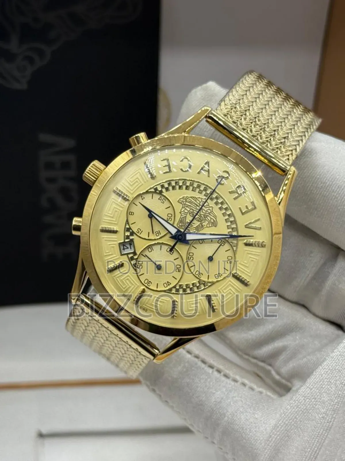 High-Quality Versace Gold Stainless Steel Chronograph Quartz Watch
