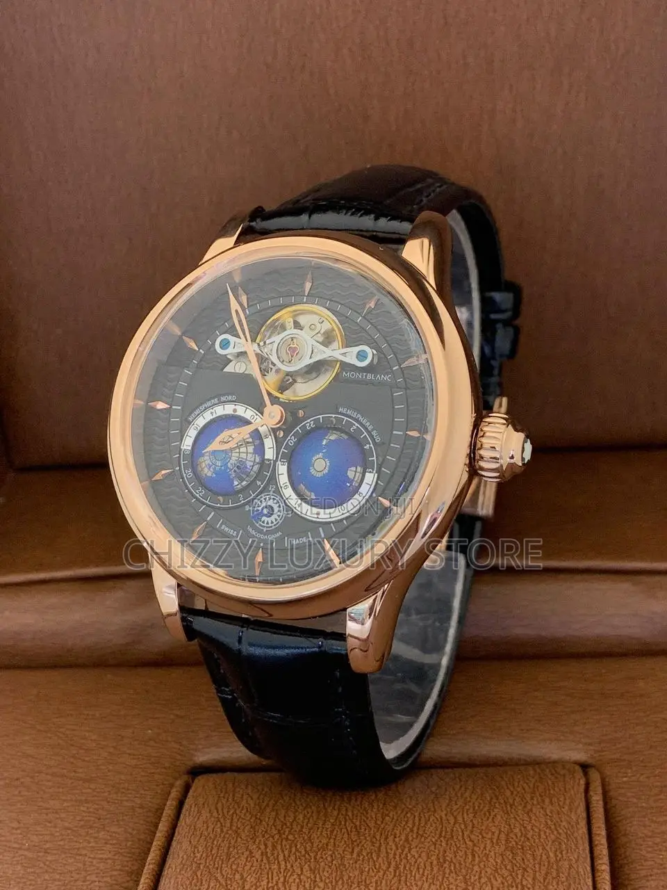 Mont Blanc Quality Luxury Men Genuine Leather Wristwatch