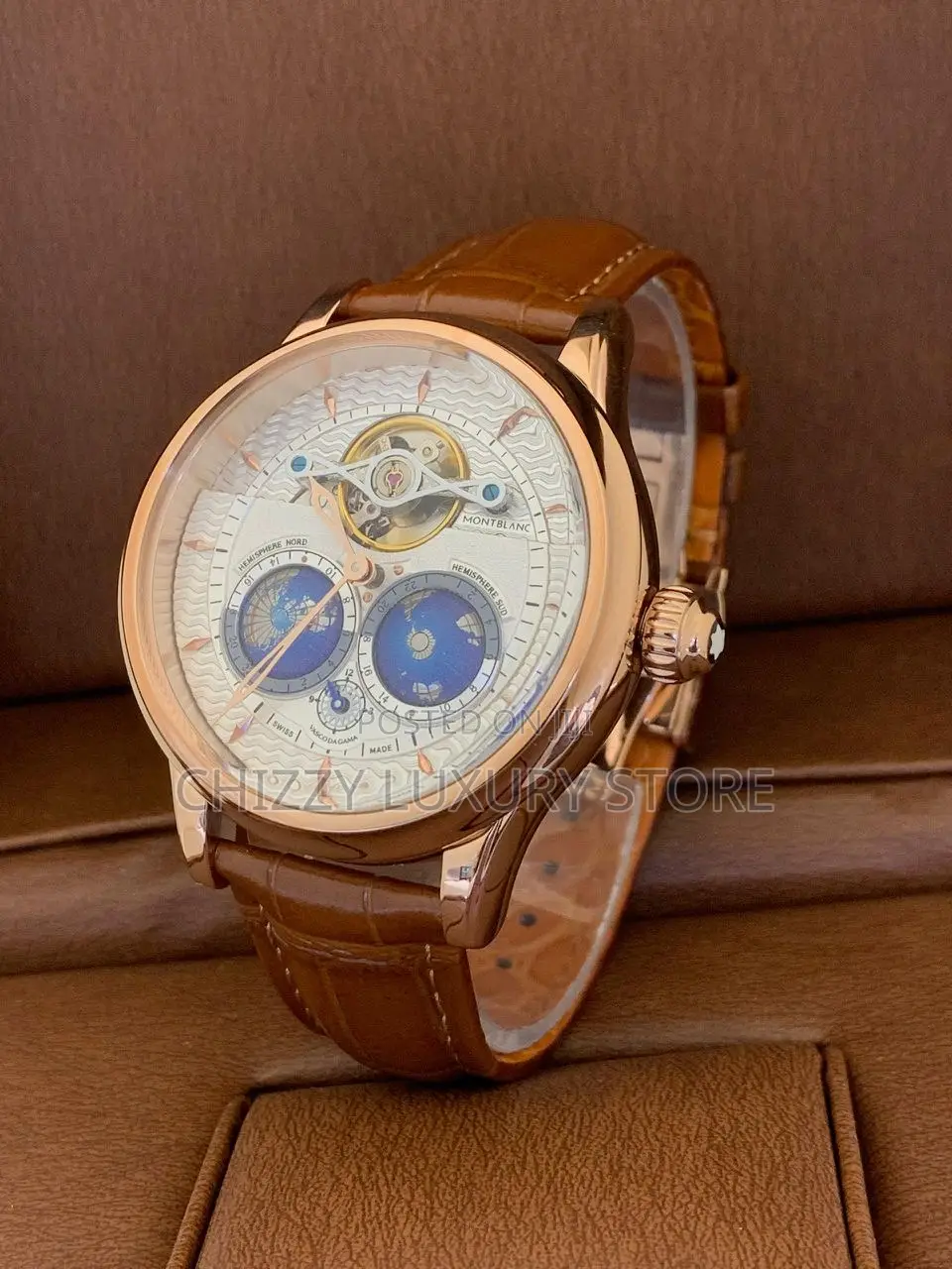 Mont Blanc Quality Luxury Men Genuine Leather Wristwatch