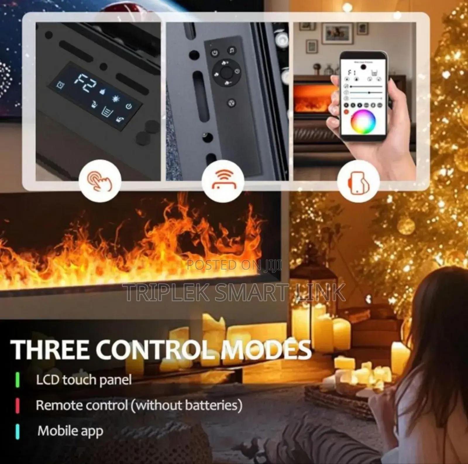 Luxury 3d Water Vapor Electric Multi Colour RGB Fireplace Humidifier