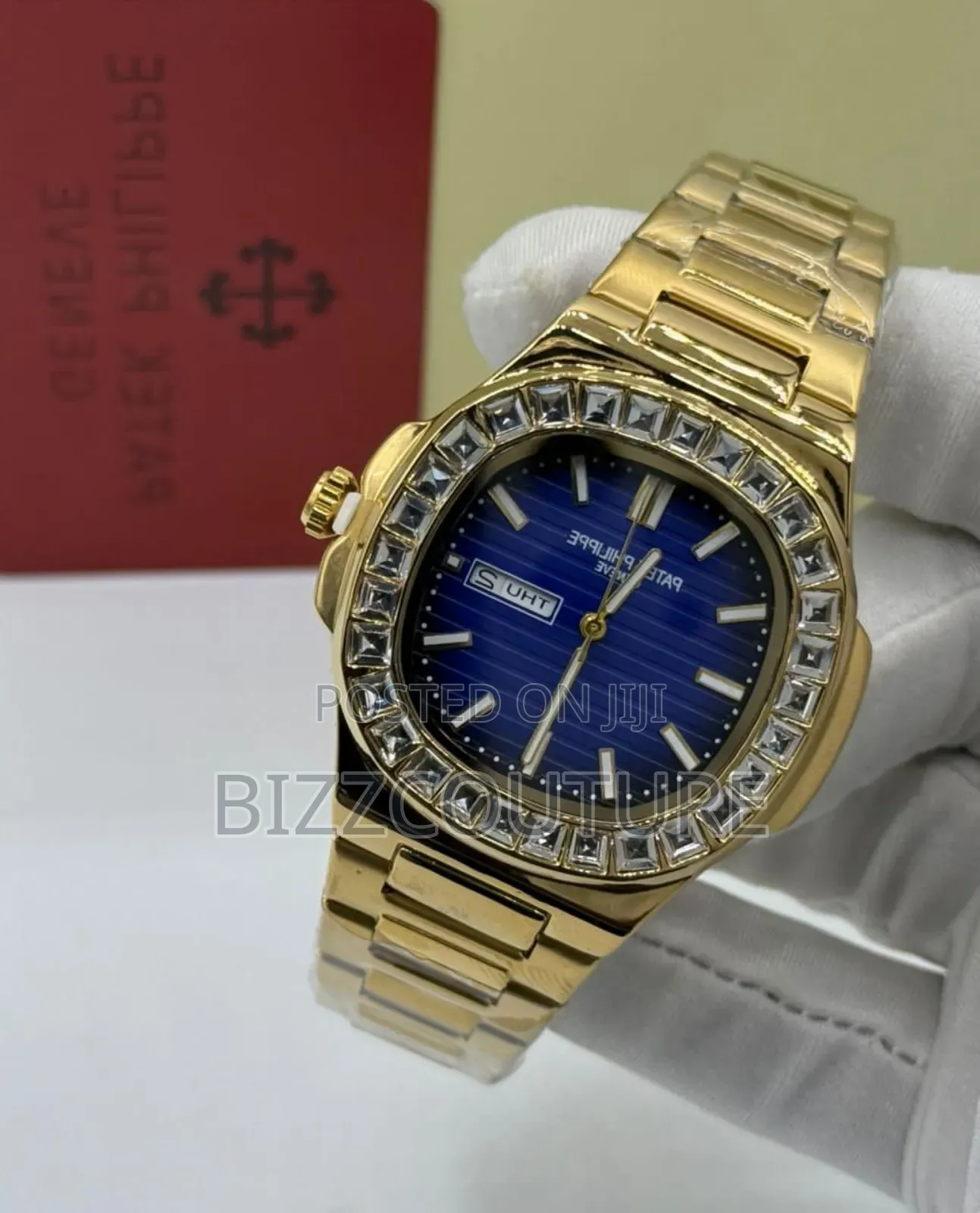 Original Patek Philippe Iced Gold Stainless Steel Quartz Watch