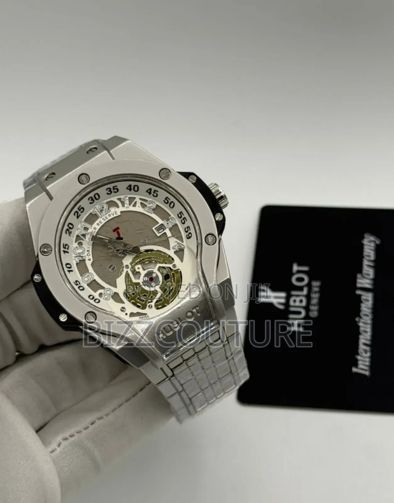 Original Hublot Silver Stainless Steel Calendar Quartz Watch