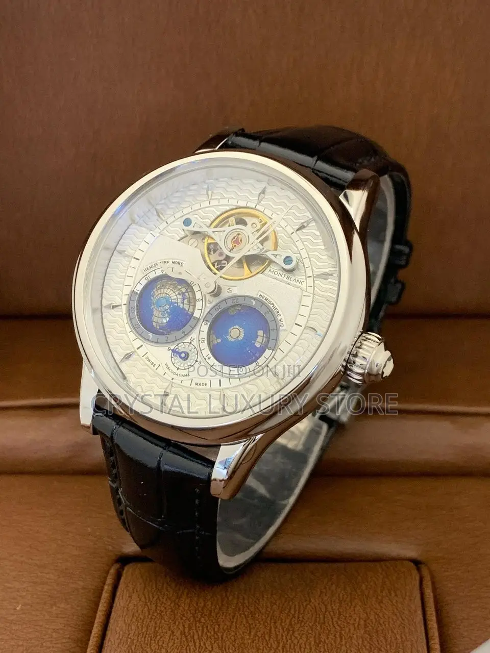 Mont Blanc Quality Luxury Men Genuine Leather Wristwatch