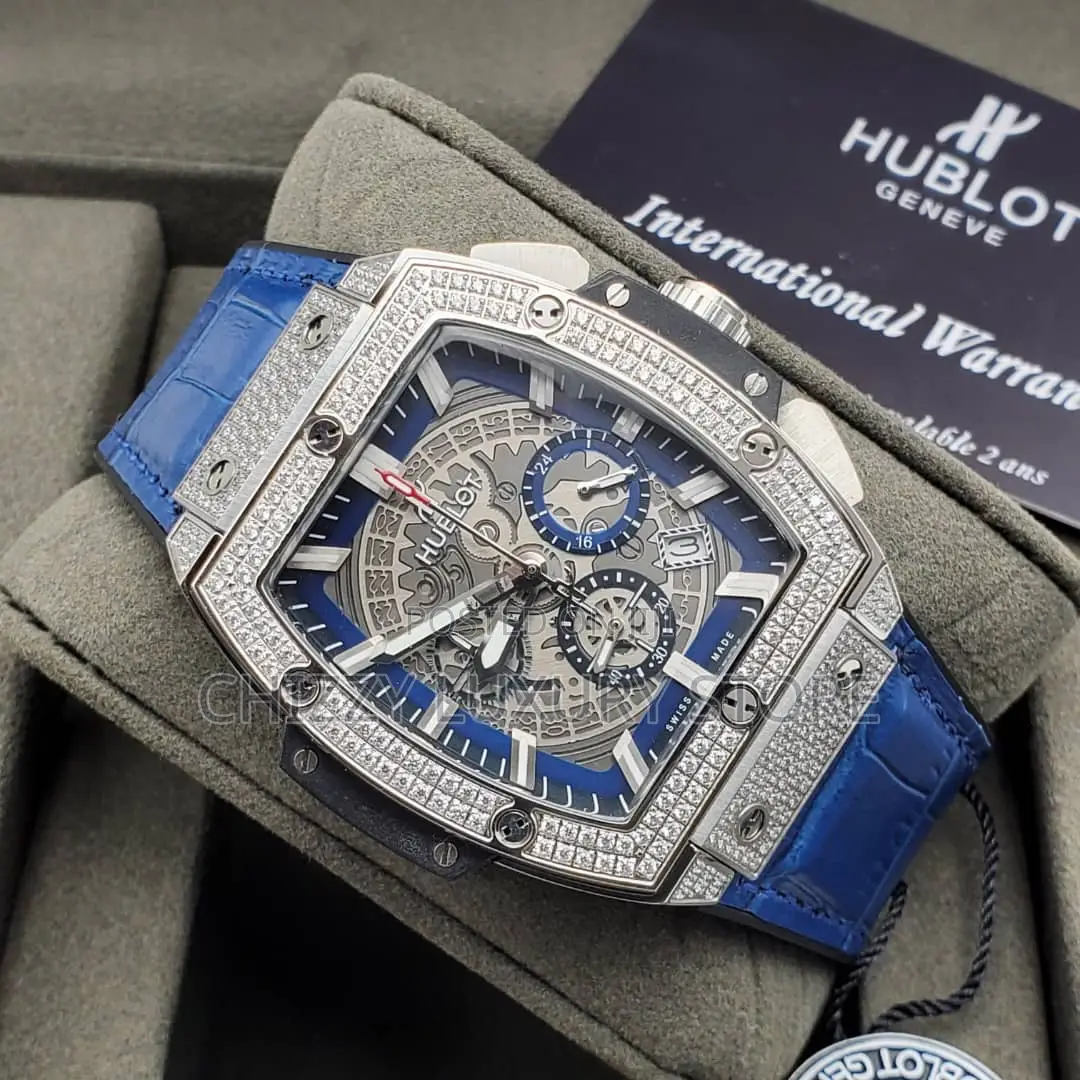Hublot Quality Luxury Men Chronograph Genuine Leather Strap Wristwatch