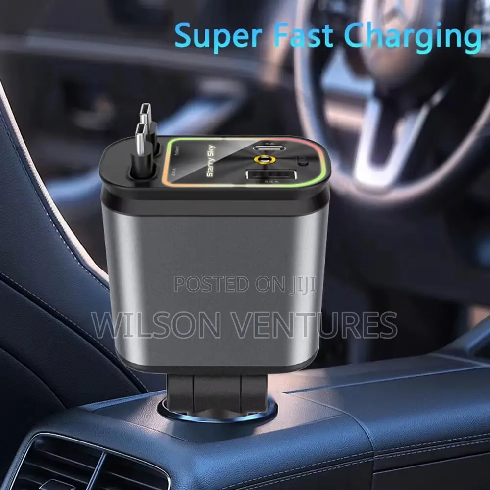 4 In 1 Retractable Car Charger  Led Star Light Headliner