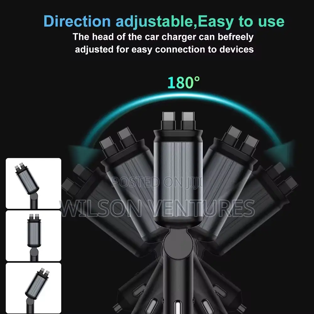 4 In 1 Retractable Car Charger  Led Star Light Headliner