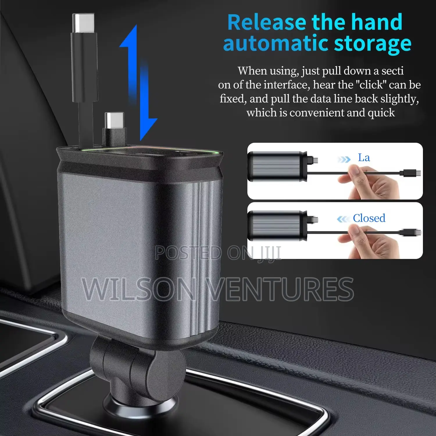 4 In 1 Retractable Car Charger  Led Star Light Headliner