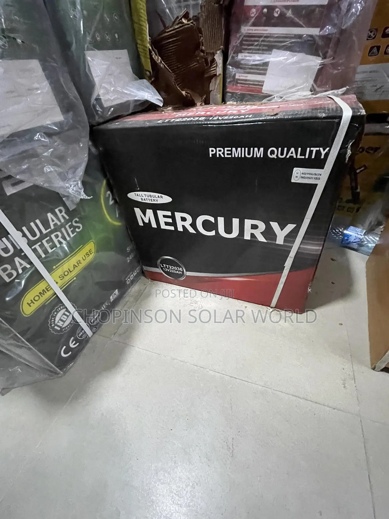 Solar Energy Mercury Tall Tubular Battery 220ah/12votts