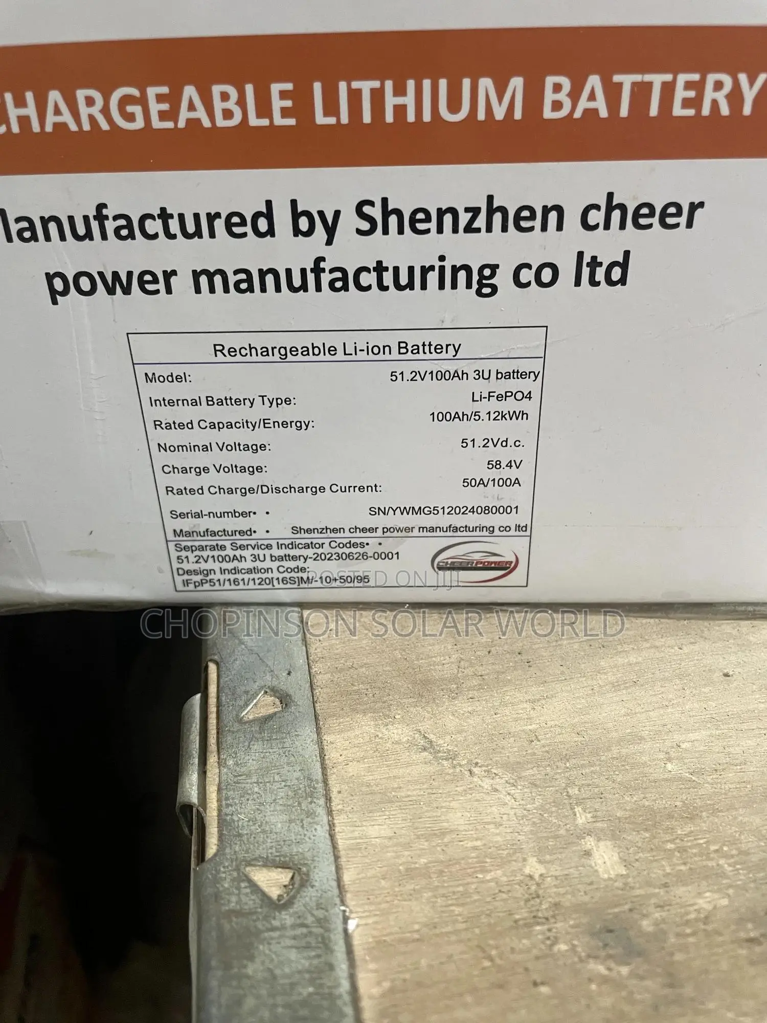 Solar Energy Cheer Power Lithium Ion Battery 5kwh/51.2votts