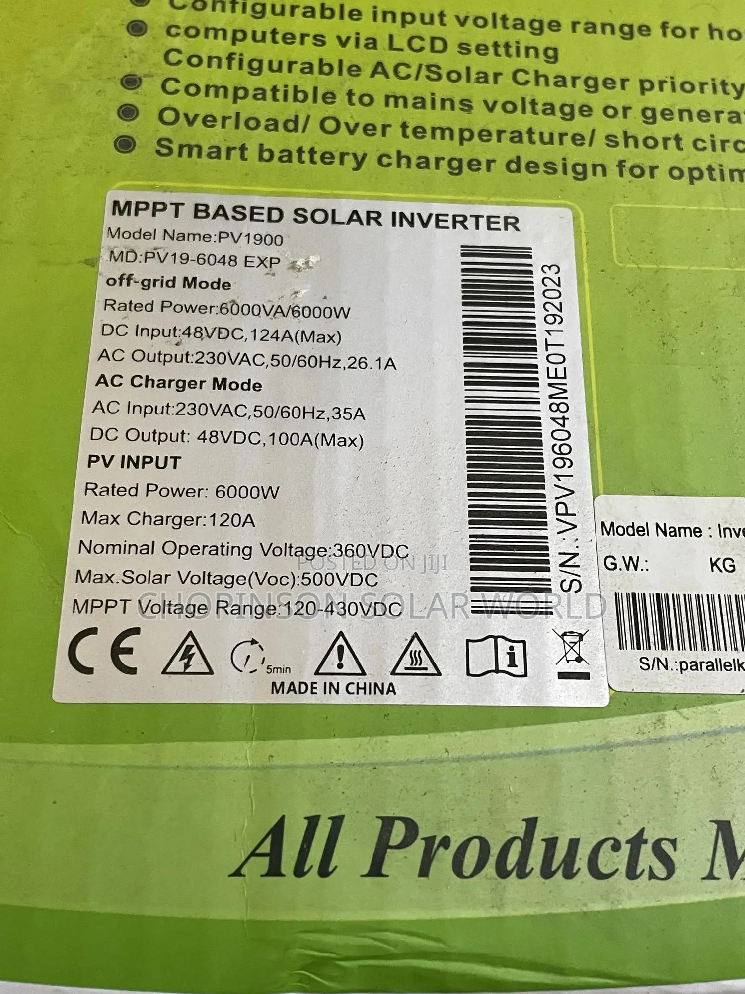 Solar Energy Must Non Hybrid Inverter 6.2kva/48votts