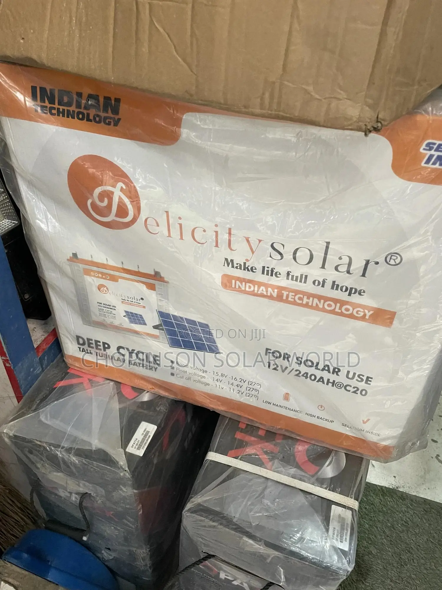 Solar Energy Delicity Tall Tubular Battery 220a/12votts