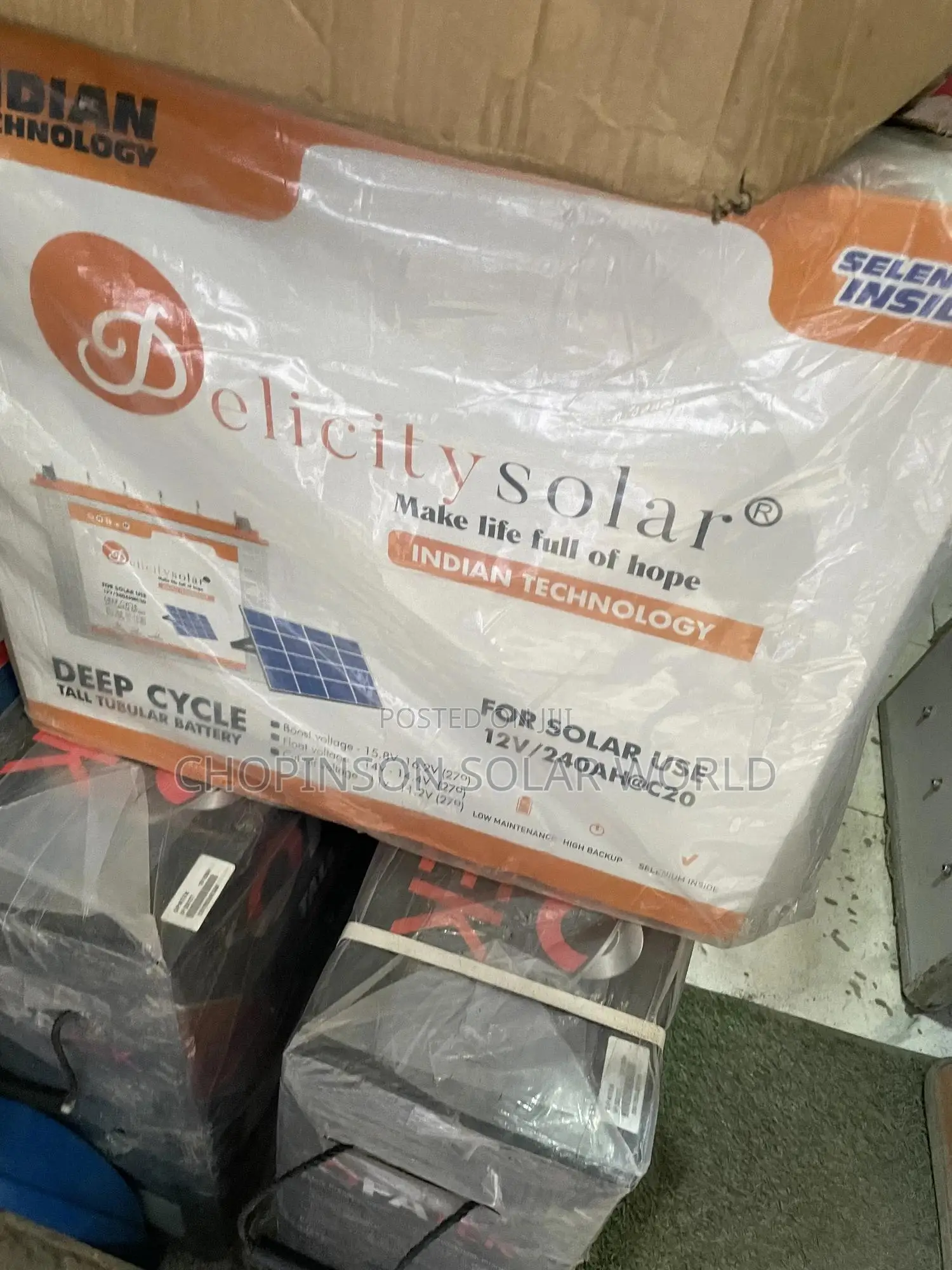 Solar Energy Delicity Tall Tubular Battery 220a/12votts