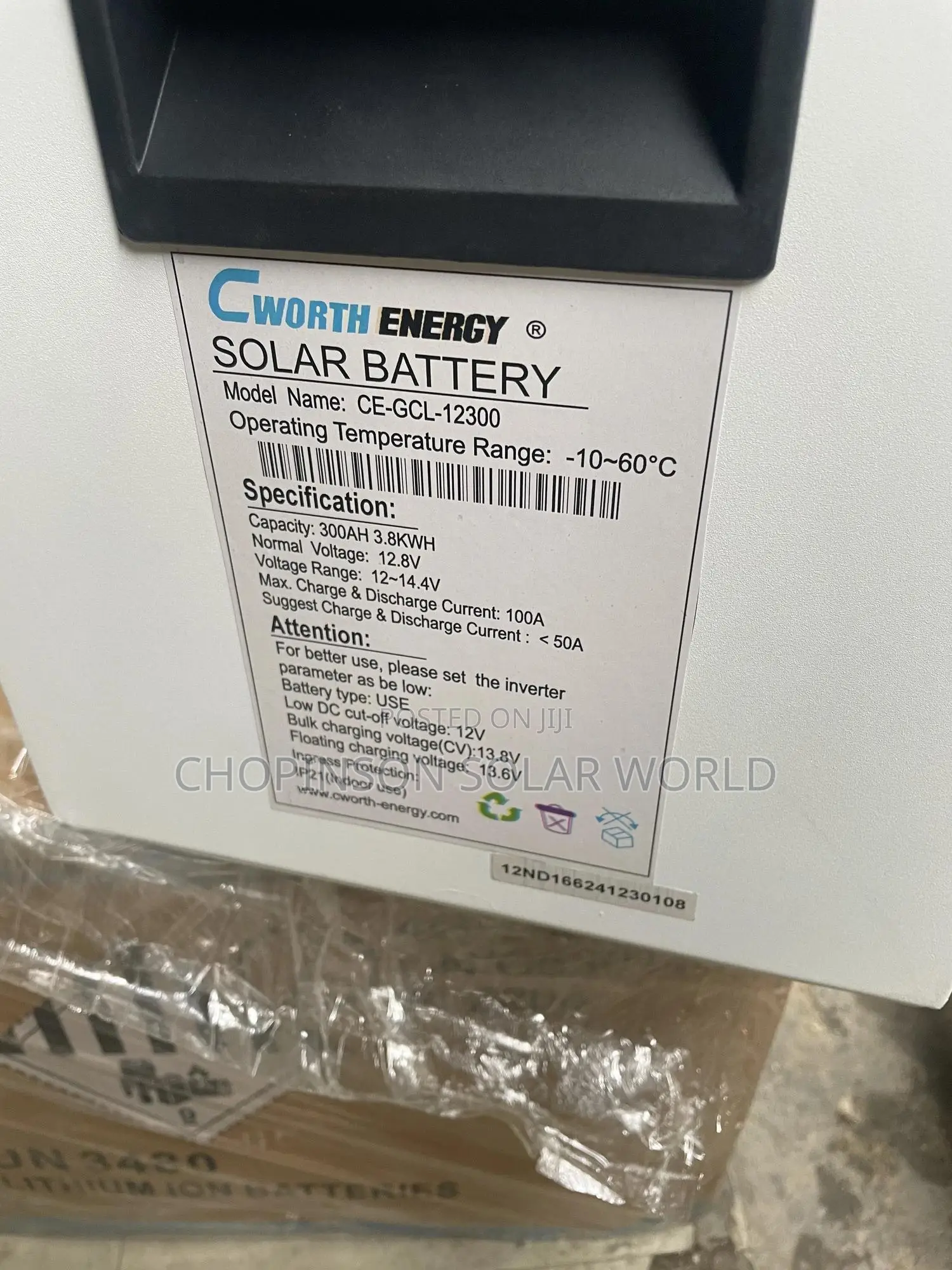 Solar Energy Cworth Lithium Ion Battery 3.8kwh/12votts 300ah