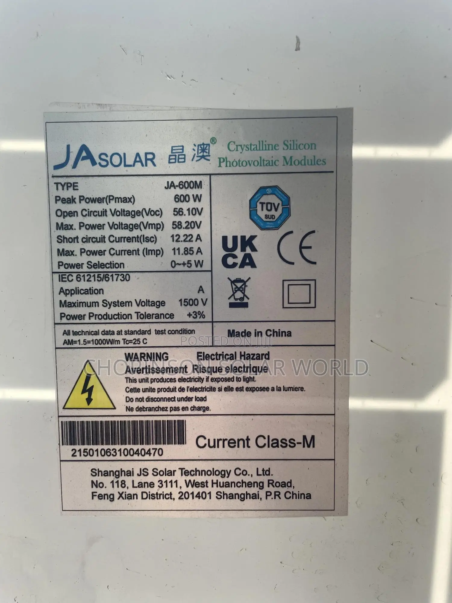 Solar Energy Ja Solar Panels 600watts