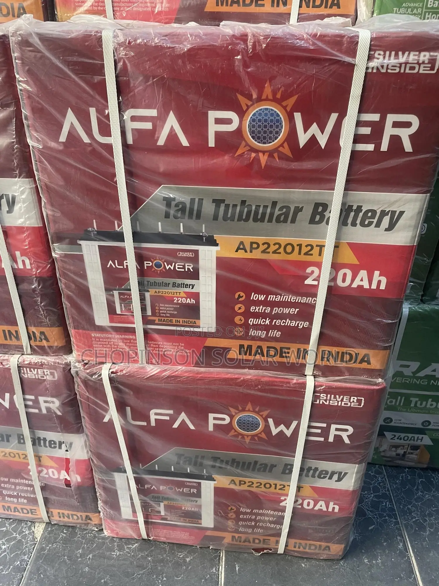 Solar Energy Alfa Power Tubular Battery 220ah/12votts